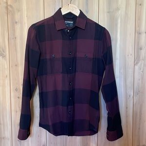 Express Men’s Maroon and Black Flannel